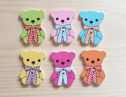 CARTOON TEDDY BEAR / 32*22mm / Wooden Buttons / Sewing Buttons