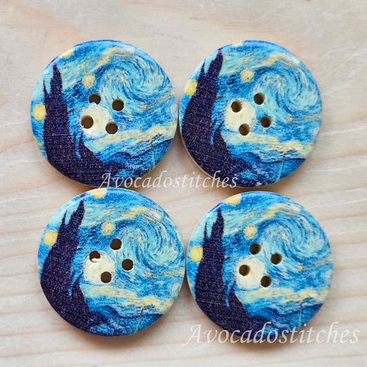 THE GHOST TOWN / 30mm - 4 buttons / Wooden Buttons / Sewing Buttons