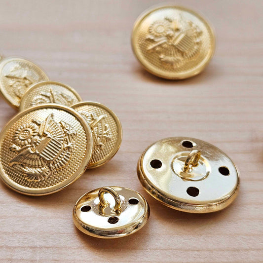 THE REGENCY SHANK / Metal Alloy Shank Buttons / Light Gold / 15-20mm (Set of 6)