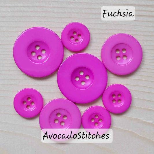 THICK FLAT EDGE Fuchsia / 18-30mm / Resin Buttons / Sewing Buttons