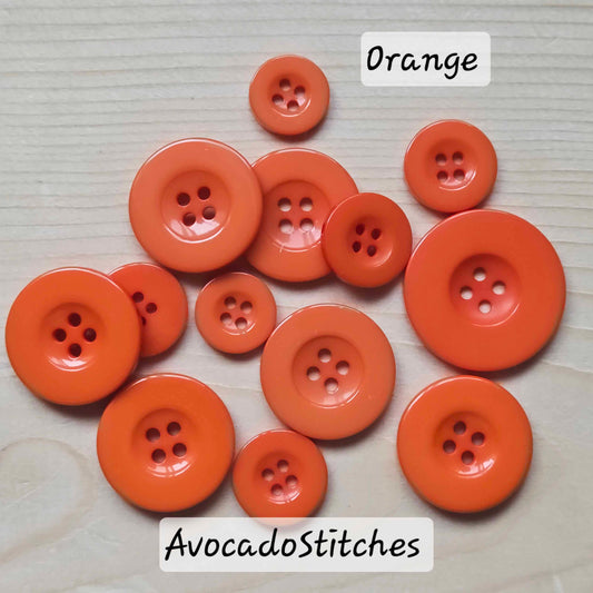 THICK FLAT EDGE Orange / 15-30mm / Resin Buttons / Sewing Buttons