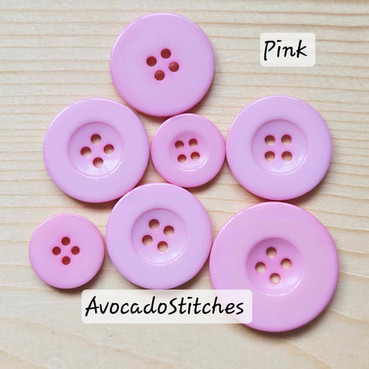 THICK FLAT EDGE Pink / 18-30mm / Resin Buttons / Sewing Buttons