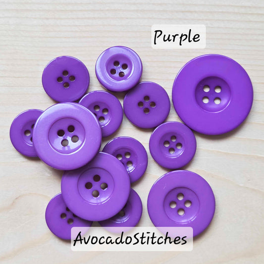 THICK FLAT EDGE Purple / 18-30mm / Resin Buttons / Sewing Buttons