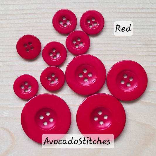 THICK FLAT EDGE Red / 15-30mm / Resin Buttons / Sewing Buttons