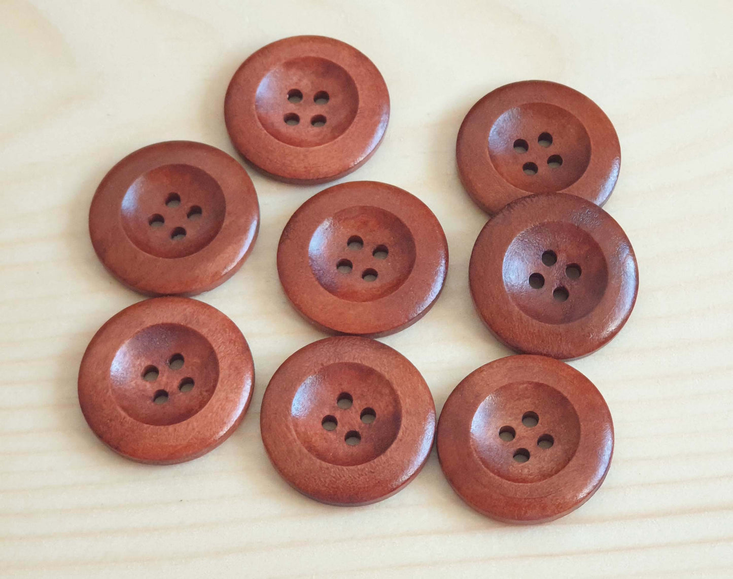 THICK EDGE 4-HOLE MAROON BROWN / 25mm / Wooden Buttons / Reddish Brown Buttons / Sewing Buttons