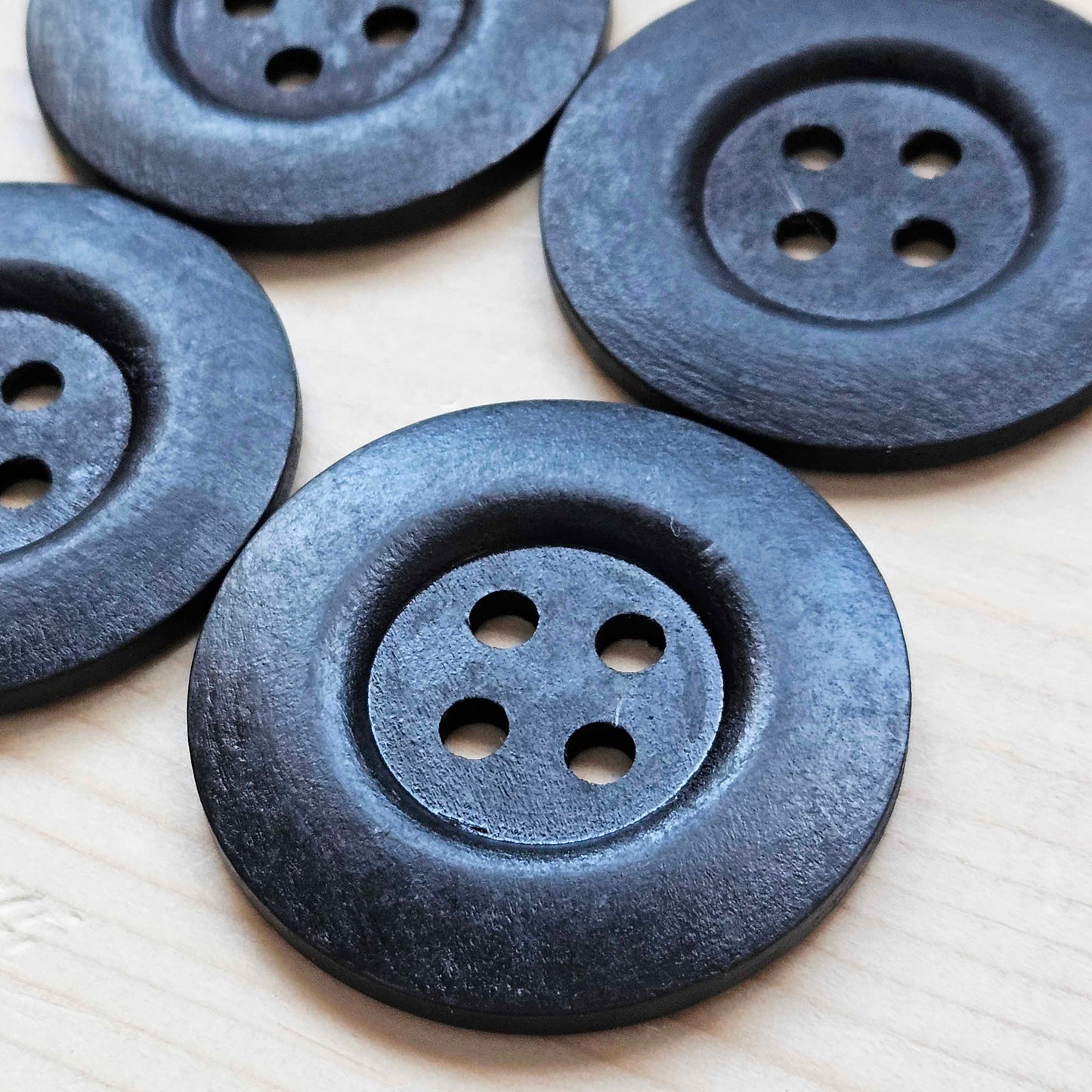 THICK EDGE 4-HOLE  Dark Brown / 50mm / Set of 2 buttons / Wooden Buttons / Sewing Buttons