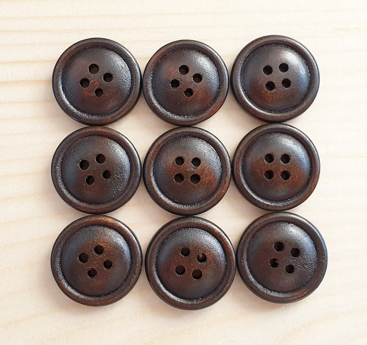 BREAD / Dark Brown Wooden Buttons / 20-25mm (Set of 4)