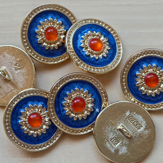 TIDE OF FIRE / Metal Enamel Shank Buttons / 20mm (Set of 4)