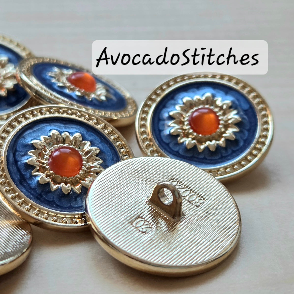 TIDE OF FIRE / 20mm - 2 buttons / Metal Enamel Shank Buttons / Sewing Buttons
