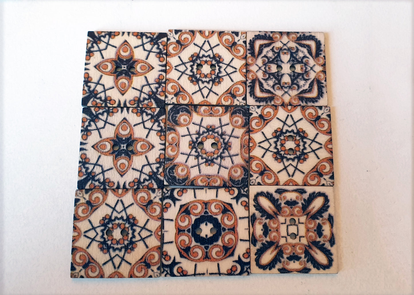 MANDALA TILE / 20-25mm / Wooden Buttons / Sewing Buttons