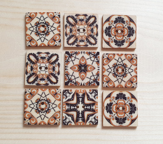 MANDALA TILE / 20-25mm / Wooden Buttons / Sewing Buttons