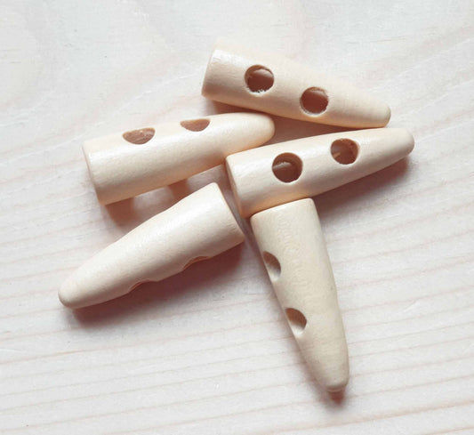 WOODEN TOGGLE BEIGE OFF-WHITE / 35-50mm / Wooden Toggle Buttons / Sewing Buttons