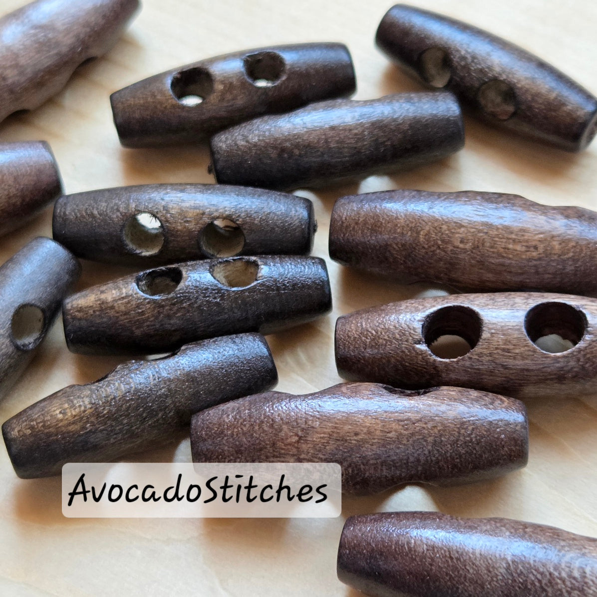 WOODEN TOGGLE Coffee Brown (Flat) / 20-40mm / Wooden Toggle Buttons / Sewing Buttons