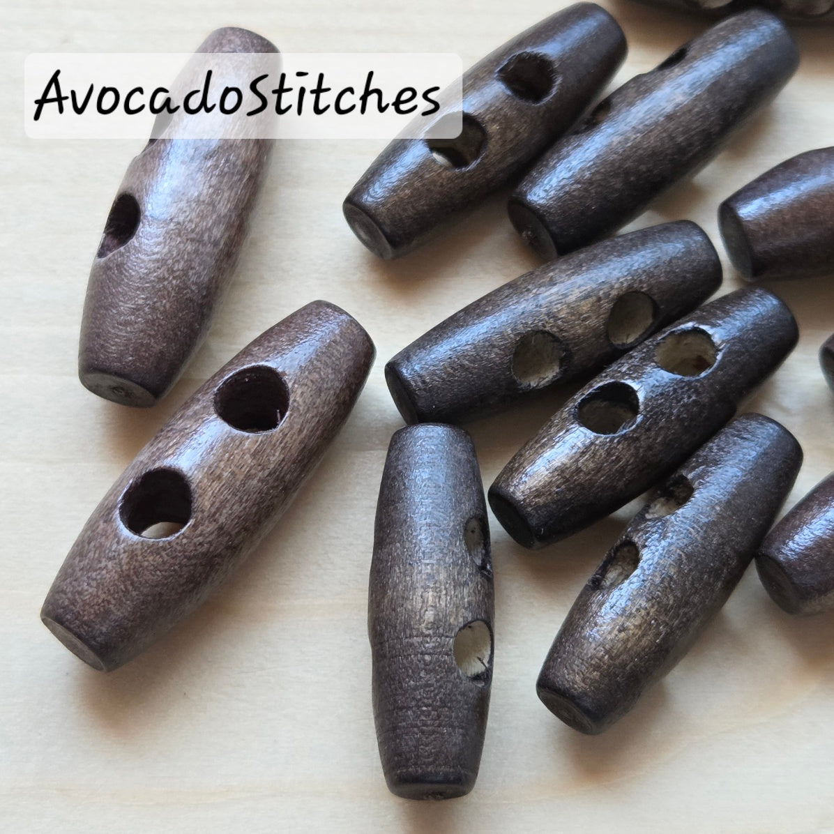 WOODEN TOGGLE Coffee Brown (Flat) / 20-40mm / Wooden Toggle Buttons / Sewing Buttons