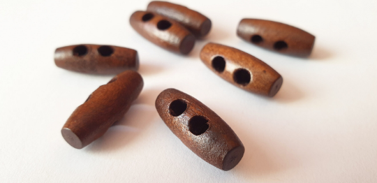 WOODEN TOGGLE WALNUT Brown / 20-30mm / Wooden Toggle Buttons / Sewing Buttons