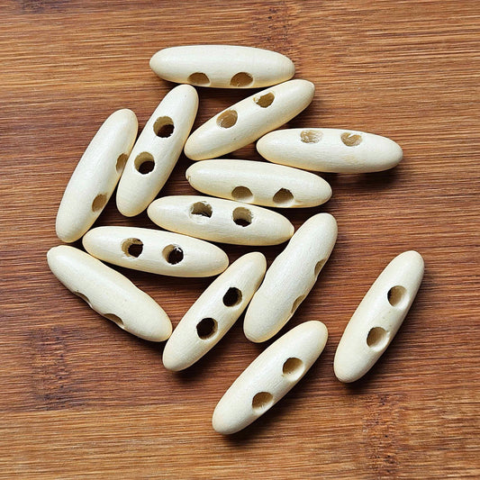 WOODEN TOGGLE BEIGE Off-white / 40mm / Wooden Toggle Buttons / Sewing Buttons