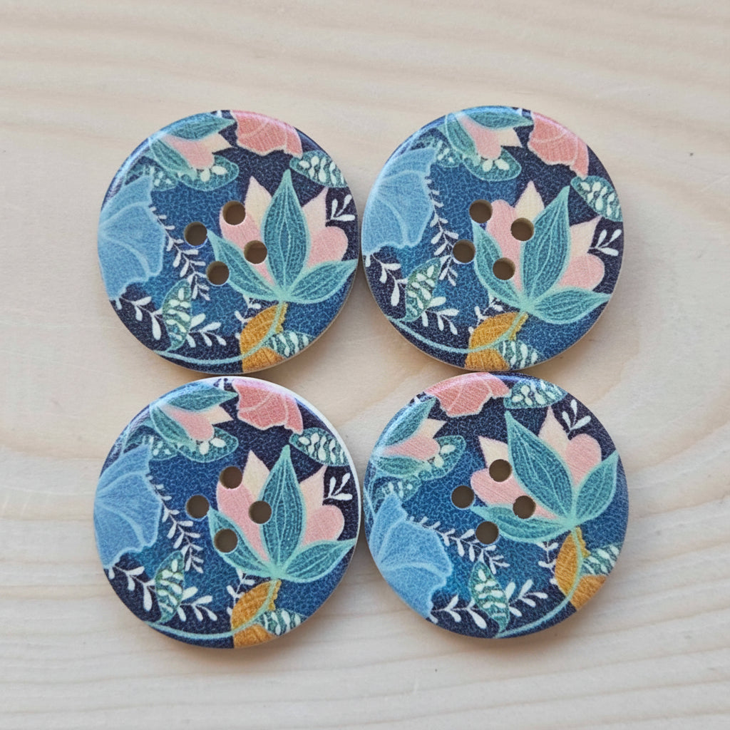 TRANQUIL LOTUS / Wooden Buttons / 30mm (Set of 6)