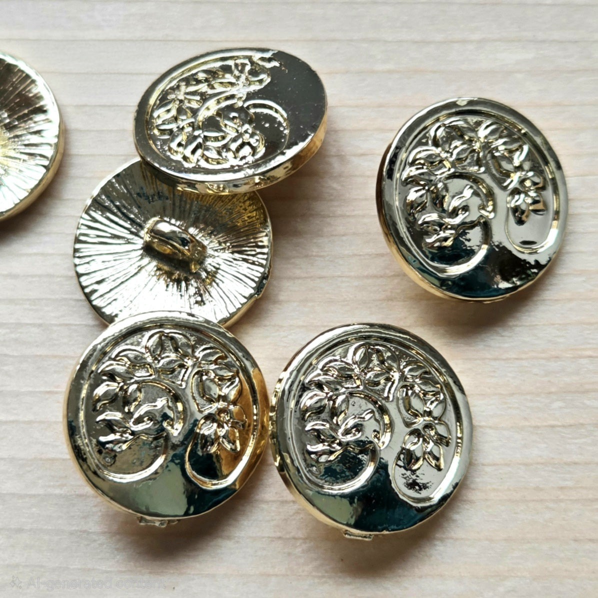 Clearance // TREE OF LIGHT / 18K Gold Plated Metal Shank Buttons / 17mm (Set of 4)
