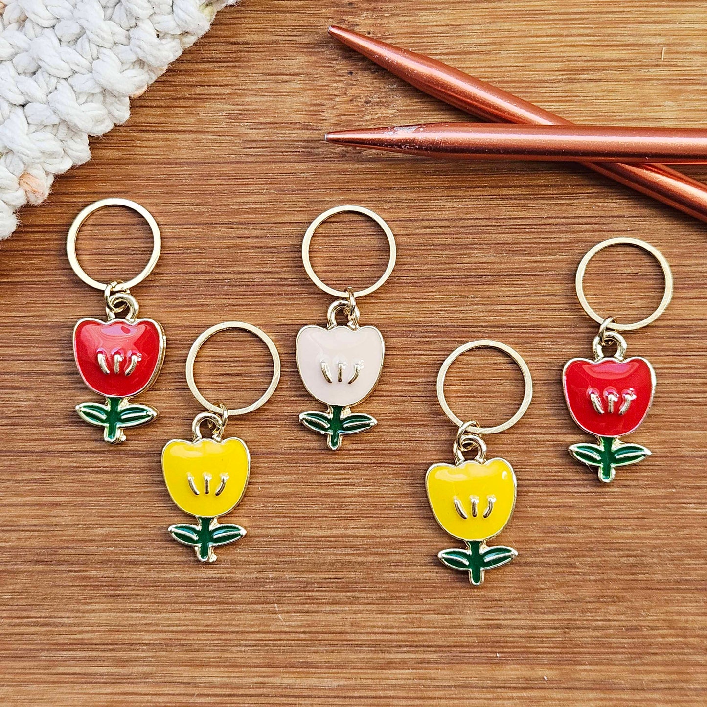 TULIPS - 5 pieces / Knitting Crochet Stitch Markers / Notions