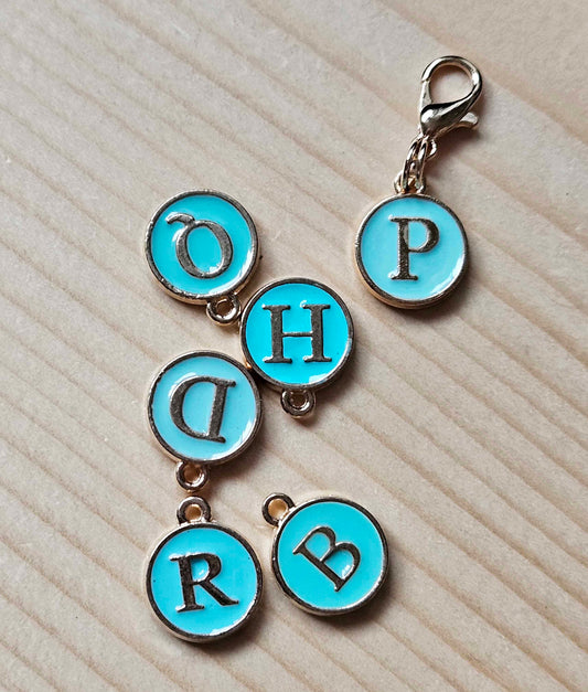 TURQUOISE LETTER CHARM / Planner Charm / Journal Charm / Zipper Pull / Bookmark Charm / Personalized Charm