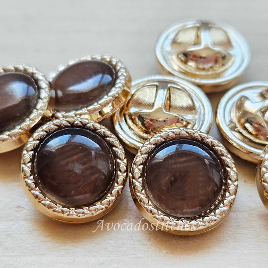UMBER GLINT Shank Buttons / 11mm - 6 buttons / Imitation Stone Buttons / Sewing Buttons