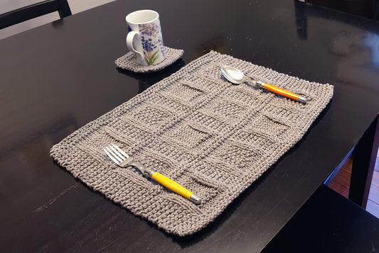 VINTAGE CHECKERBOARD PLACEMAT (Digital Knitting Pattern) / Simple Pattern / Digital Knitting Pattern