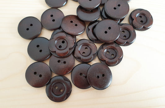 VINTAGE FLOWER / 20mm - 6 buttons / Wooden Buttons / Sewing Buttons