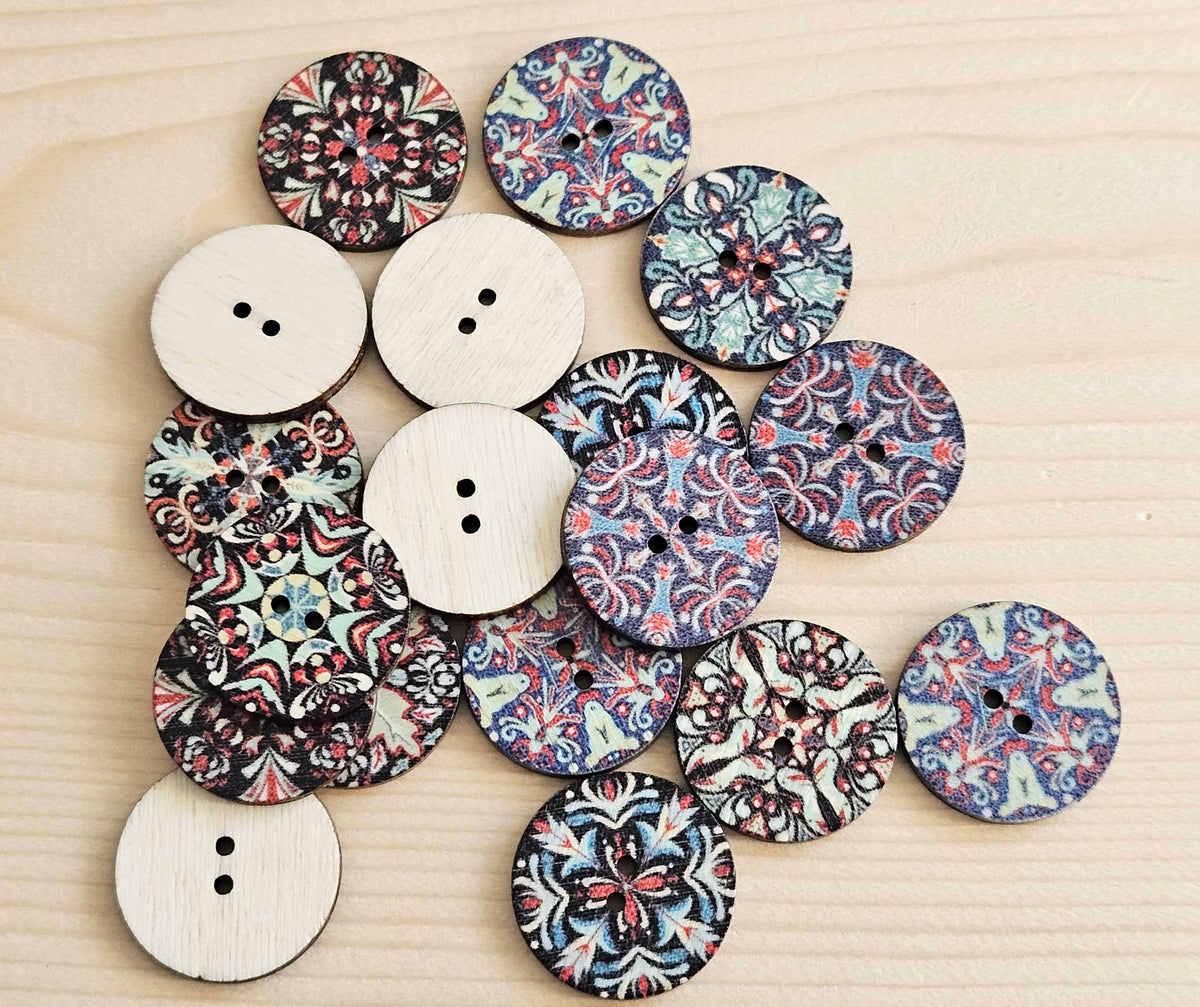 Avocado Buttons VINTAGE MANDALA / 20-25mm / 8 buttons / Wooden Buttons / Sewing Button ...