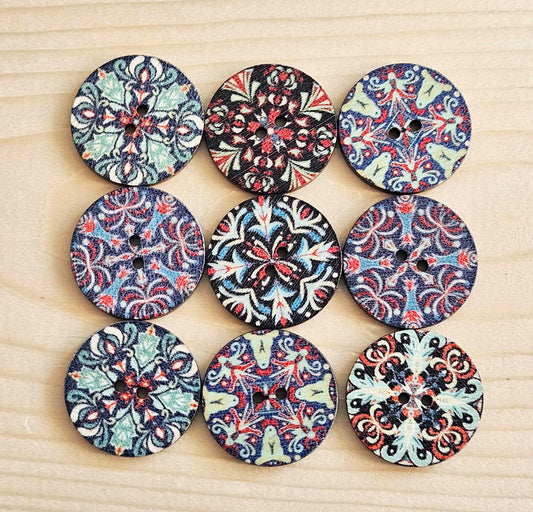 VINTAGE MANDALA / 20-25mm / Wooden Buttons / Sewing Buttons