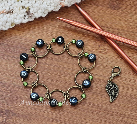 VERDANT COUNT Progress Keeper Chain / Numbered Stitch Markers Chain / Row Counter Chain / Knitting Stitch Markers / Notion