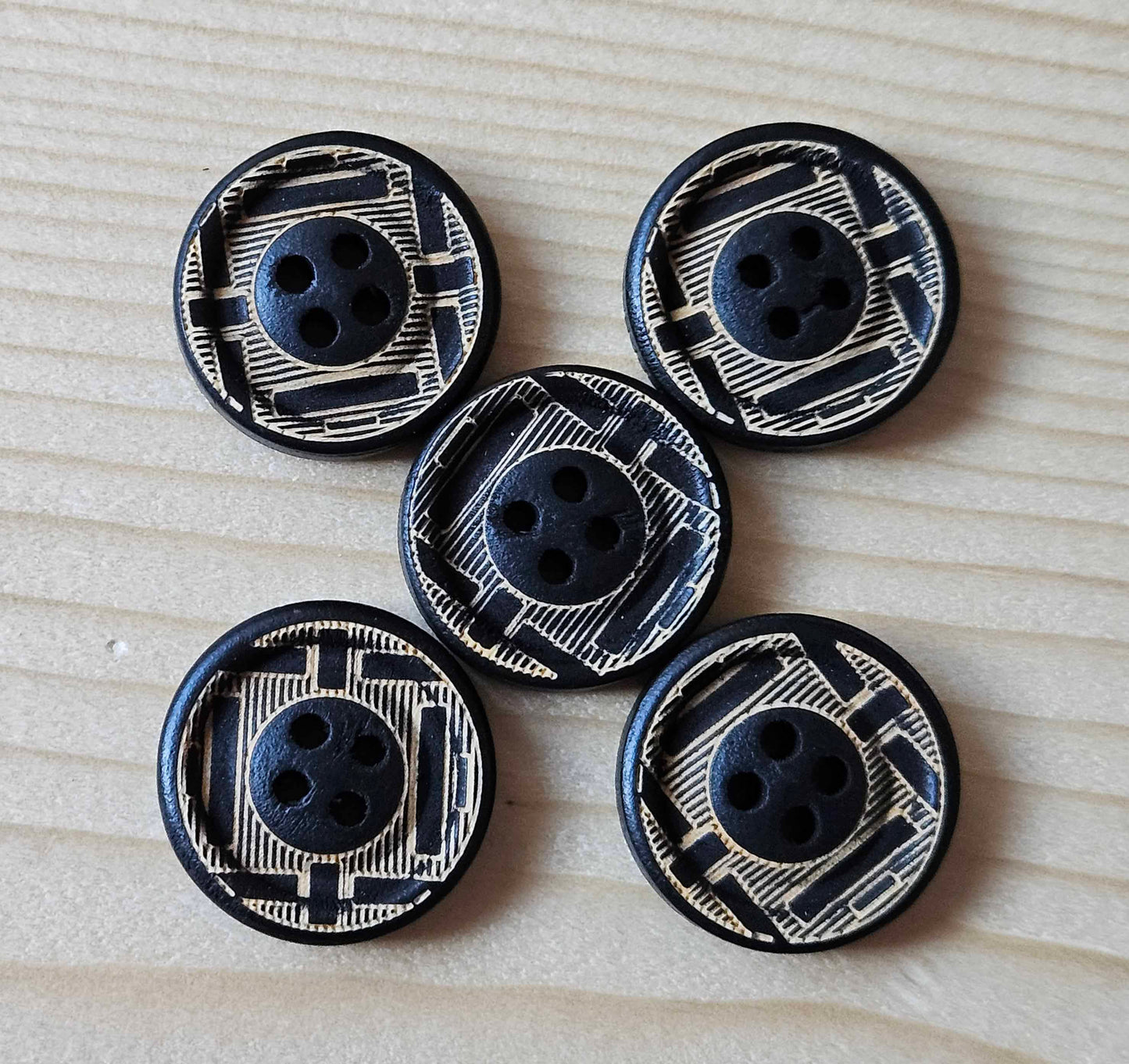 VINTAGE GREEK Golden Stripes Wooden Buttons — 20mm (Set of 6)