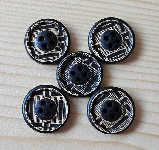 VINTAGE GREEK Golden Stripes Wooden Buttons — 20mm (Set of 6)