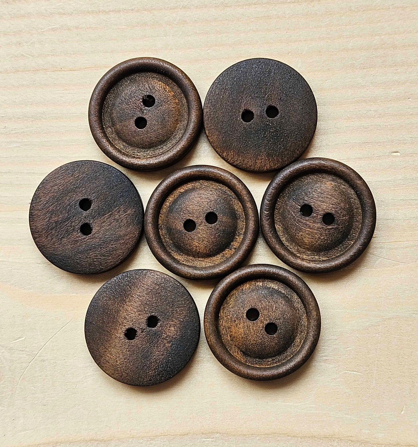 VINTAGE BROWN / Dark Coffee Brown 2-Hole Wooden Buttons / 25mm (Set of 4)