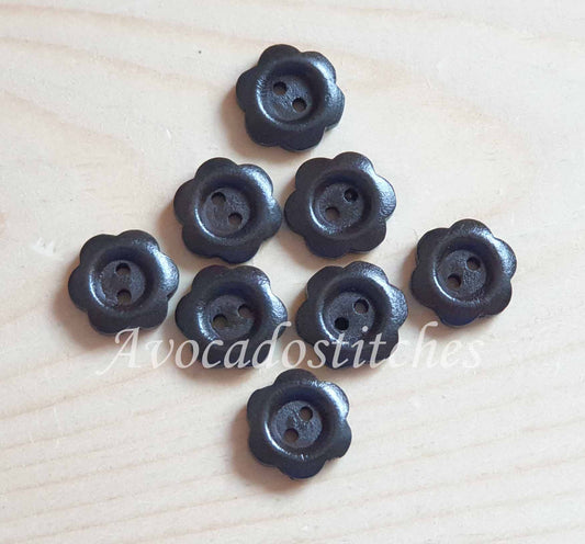 VINTAGE FLOWER 2-HOLE Dark Brown / 15mm - 6 buttons / Wooden Buttons / Sewing Buttons