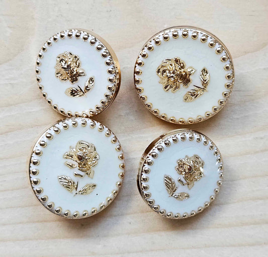 GOLDEN ROSE / 17.5-22mm / Set of 4 buttons / Metal Shank Buttons / Sewing Buttons