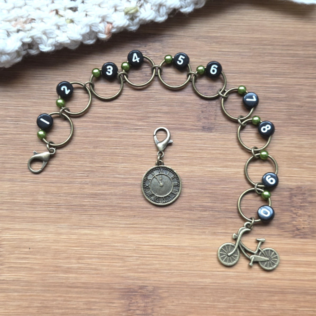 VINTAGE TIMEWHEEL Progress Keeper Chain / Numbered Stitch Markers Chain / Row Counter Chain / Knitting Stitch Markers / Notions