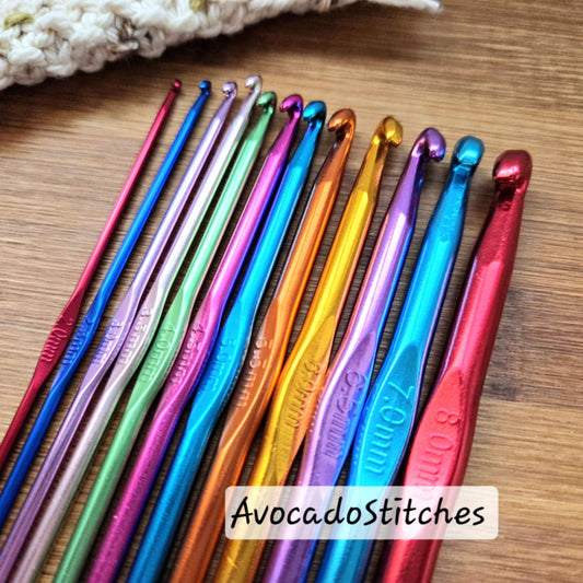 Clearance // VIVID ALUMINIUM Crochet Hook Set / 15cm - 12 pieces / Crochet Tools