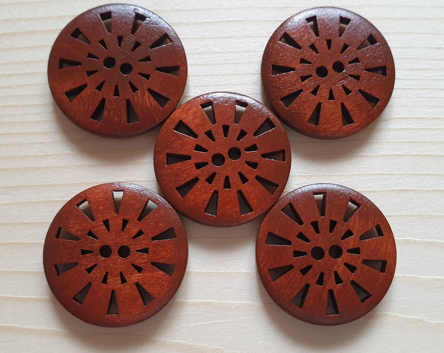 WIND TURBINES / Maroon Brown 2-Hole Wooden Buttons / 25mm (Set of 6)