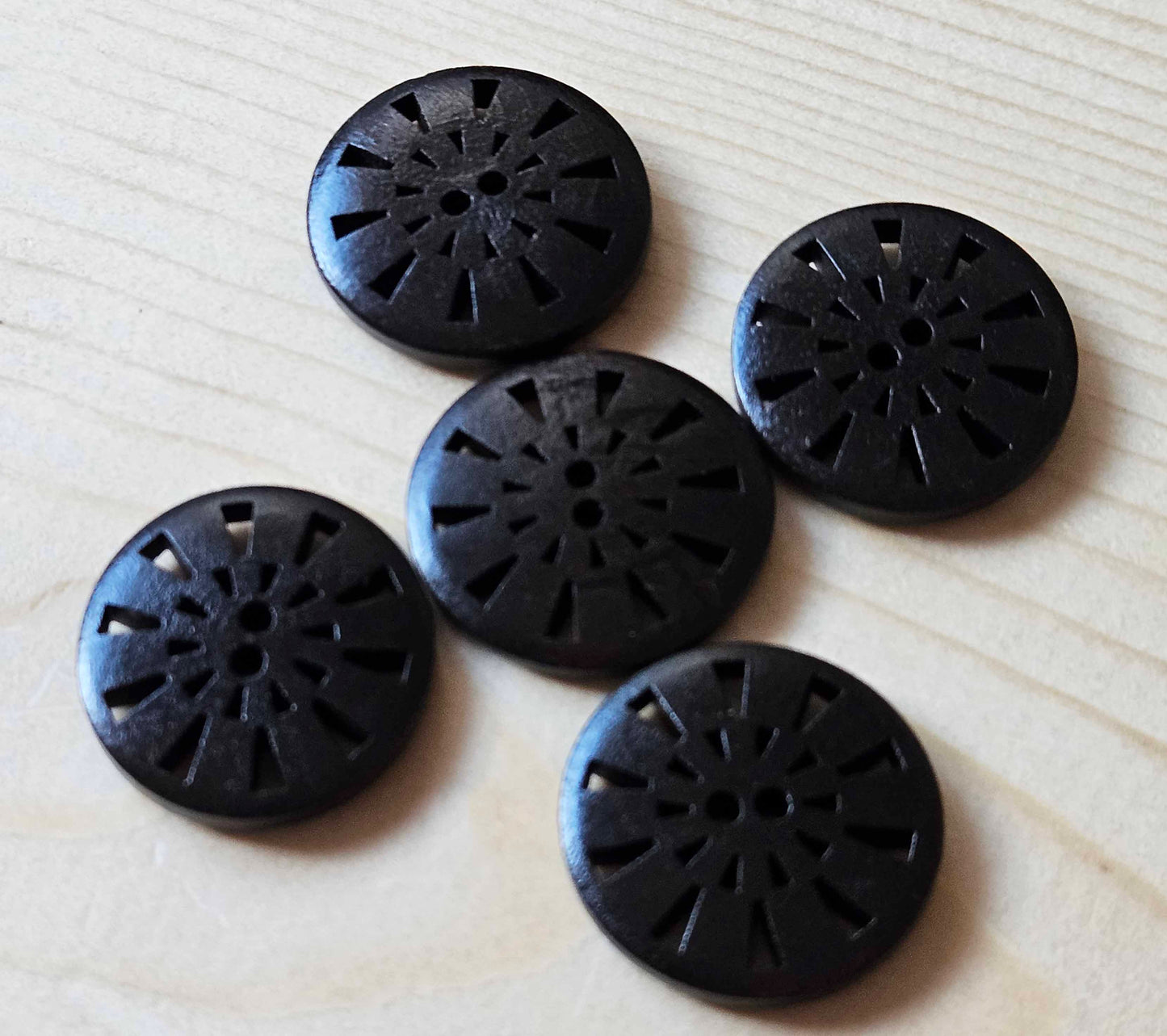 WIND TURBINES BLACK / 25mm / Wooden Filigree Buttons / Sewing Buttons