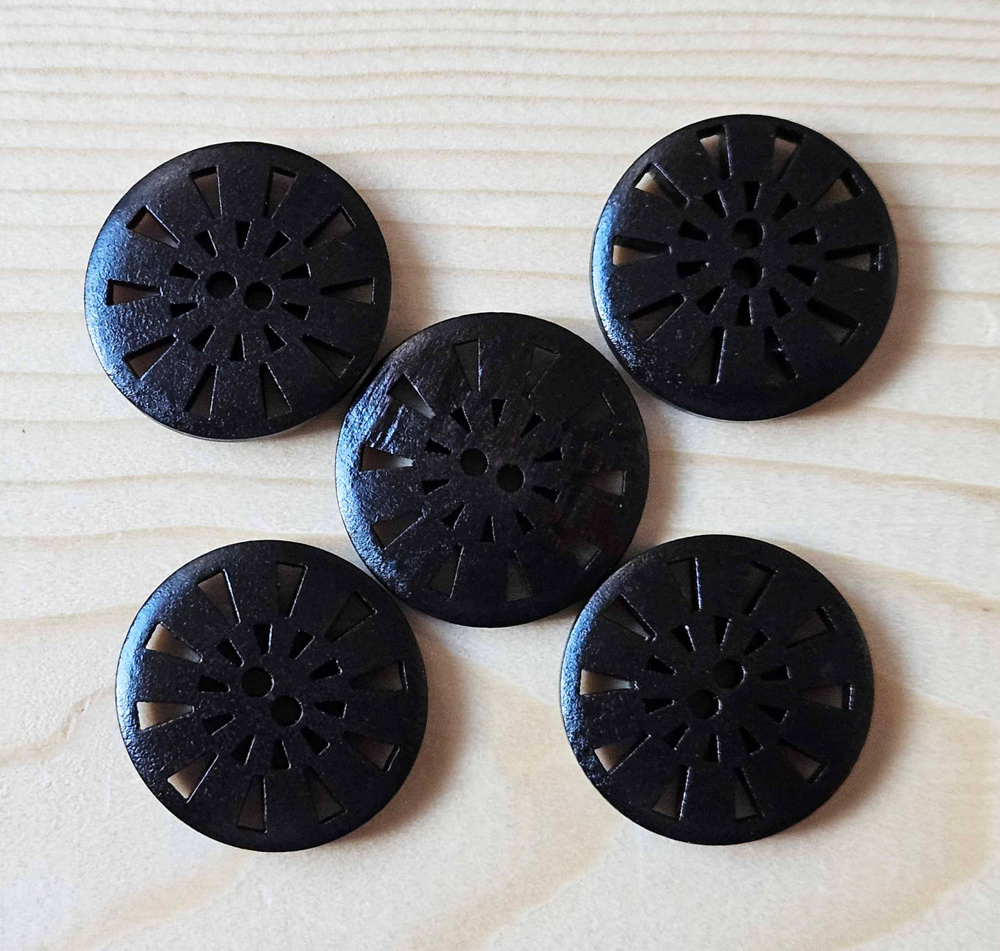 WIND TURBINES BLACK / 25mm / Wooden Filigree Buttons / Sewing Buttons