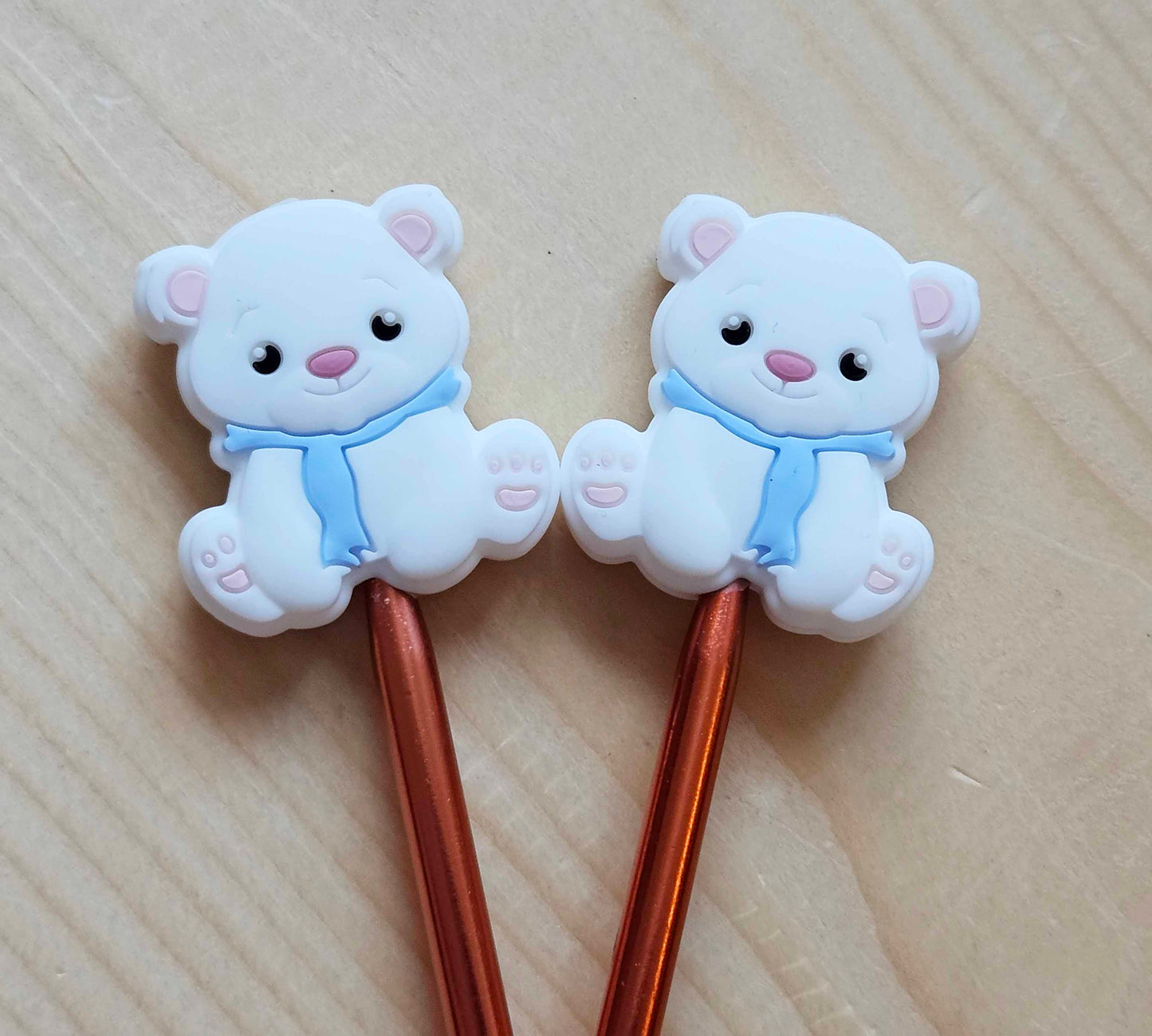 WINTER BEARS STITCH STOPPERS / Knitting Needle Stoppers / Point Protection / Notions