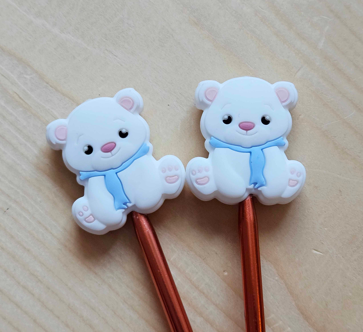 WINTER BEARS STITCH STOPPERS / Knitting Needle Stoppers / Point Protection / Notions