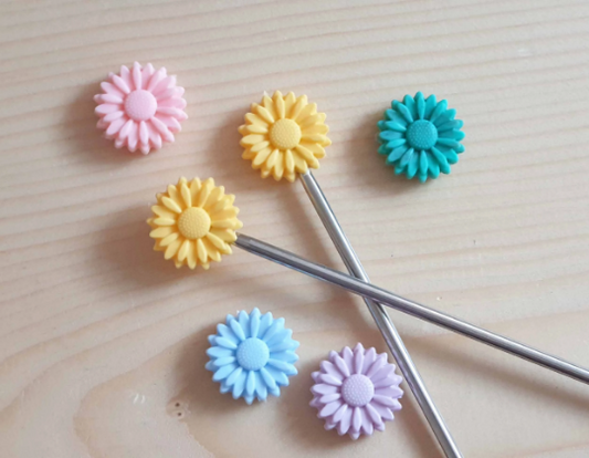 WILD DAISY STITCH STOPPERS / Knitting Needle Stoppers / Point Protection / Notions