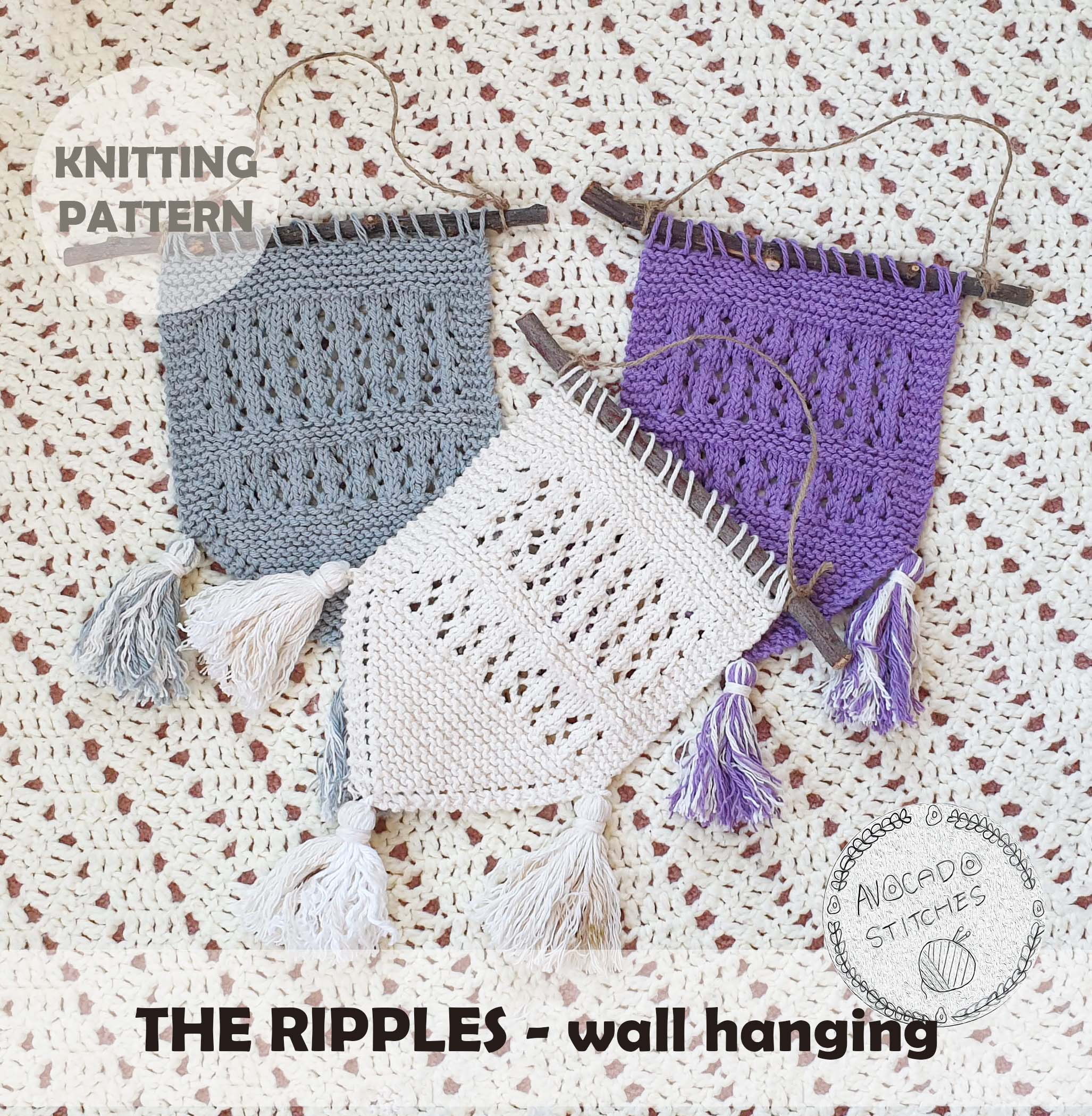 THE RIPPLES WALL HANGING (Digital Knitting Pattern) / Knit Wall Hangin ...