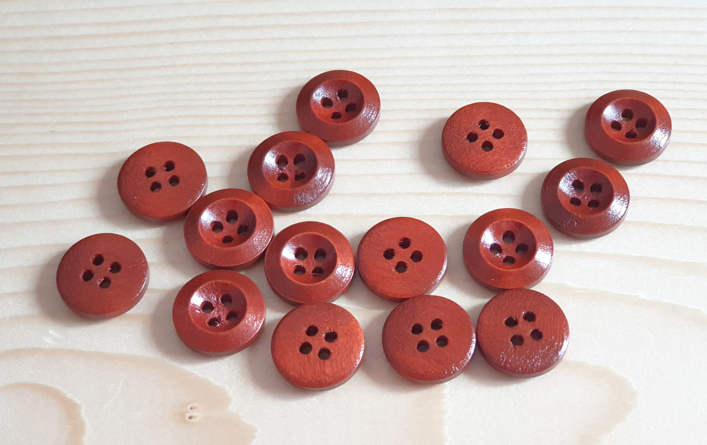 WEDGE EDGE RUSSET BROWN / 15-25mm /  Set of 10 buttons / Wooden Buttons / Sewing Buttons