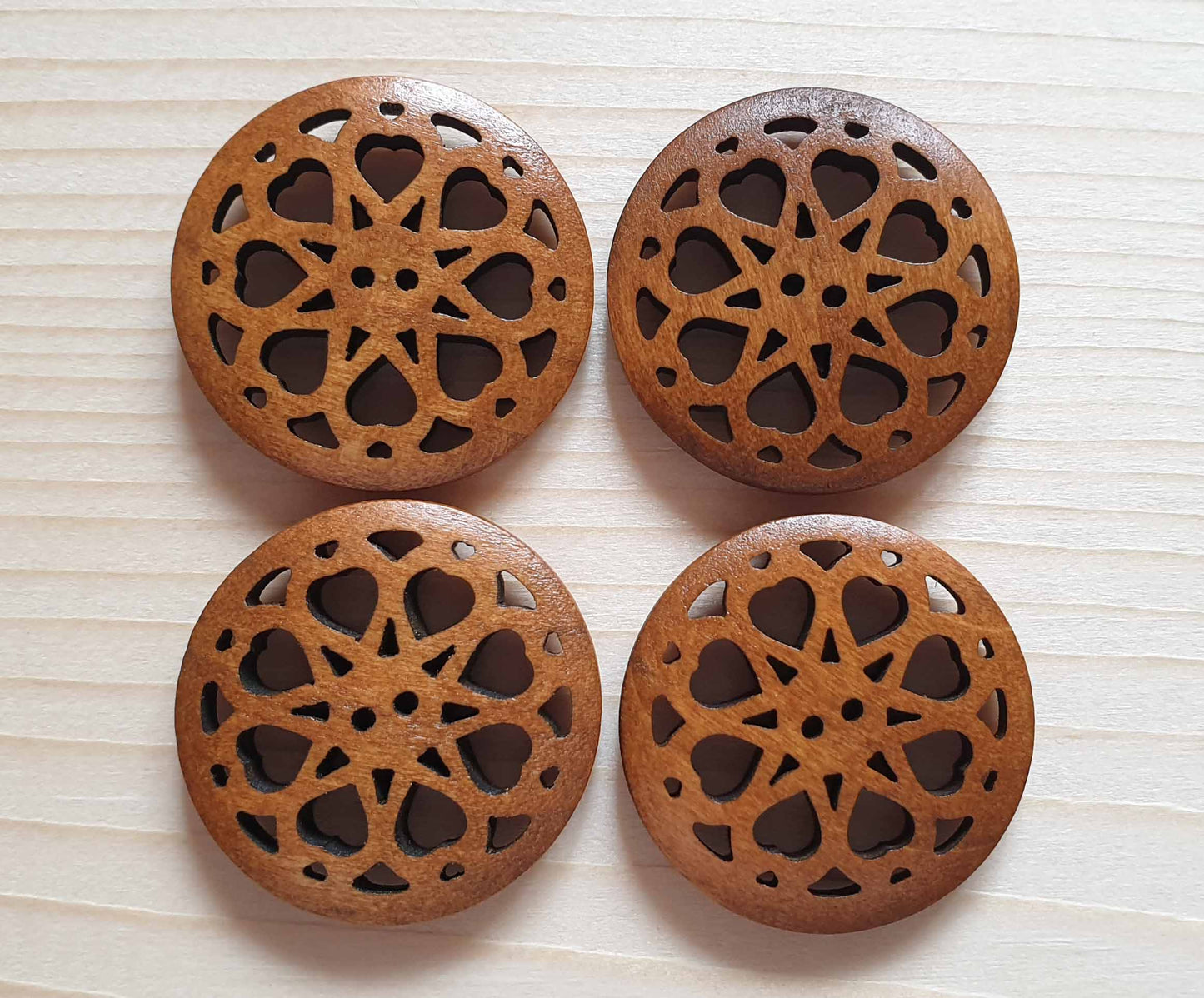 WHETU / Coffee Brown 2-Hole Wooden Buttons / 25mm (Set of 6)