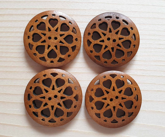 WHETU / Coffee Brown 2-Hole Wooden Buttons / 25mm (Set of 6)
