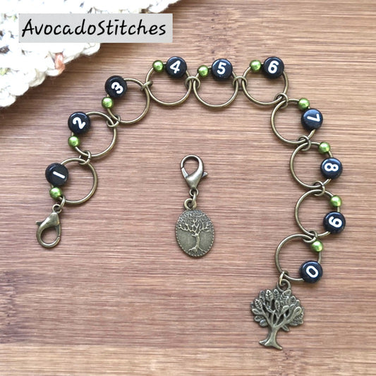 WHISPERING GROVE Progress Keeper Chain / Numbered Stitch Markers Chain / Row Counter Chain / Knitting Stitch Markers / Notions