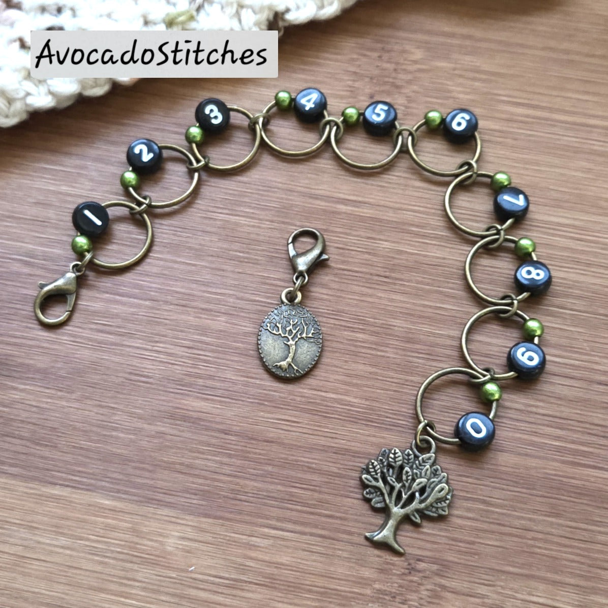 WHISPERING GROVE Progress Keeper Chain / Numbered Stitch Markers Chain / Row Counter Chain / Knitting Stitch Markers / Notions