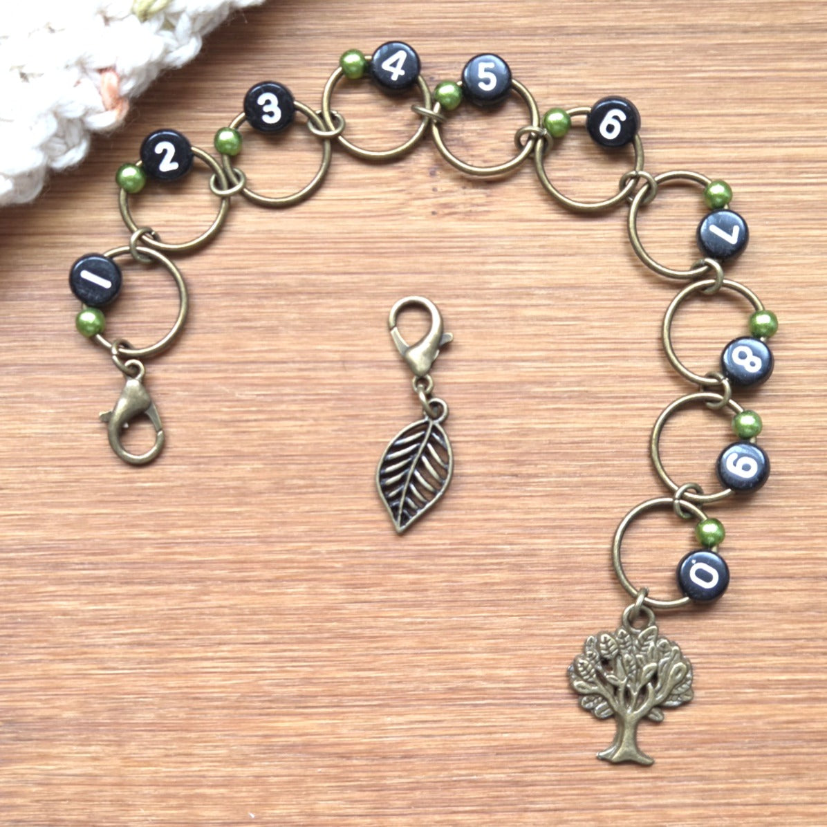 WHISPERING WOODLAND Progress Keeper Chain / Numbered Stitch Markers Chain / Row Counter Chain / Knitting Stitch Markers / Notions